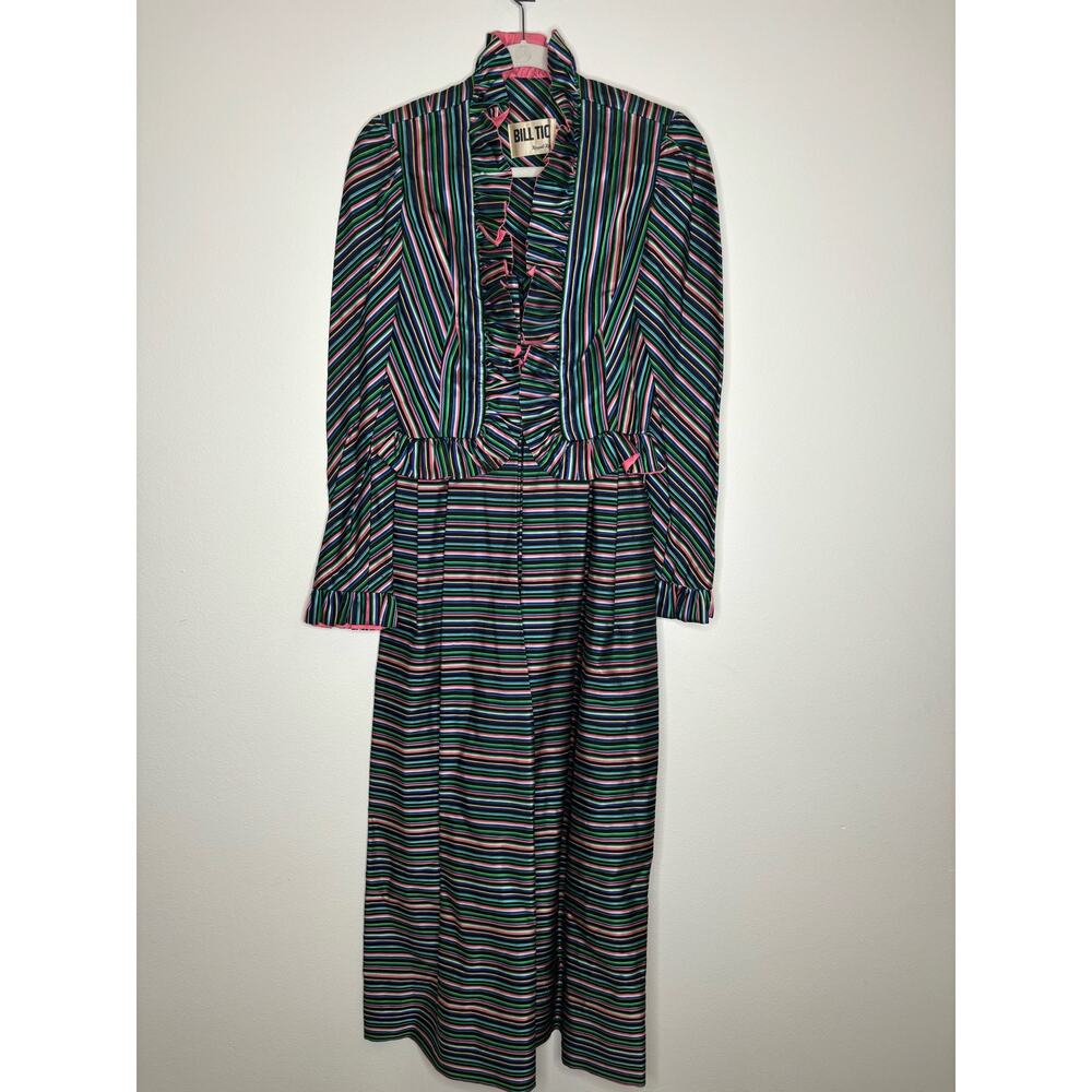 Bill Tice Royal Robes Hostess Gown Dress Taffata Stripe